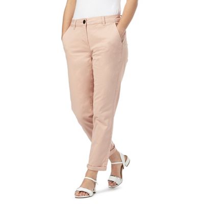 Light pink tapered petite chino trousers